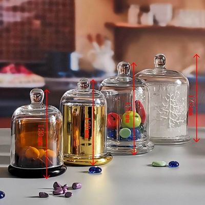 Customized Color Glass Cloche Jar with Bell Dome Glass Lid For Candle Wax