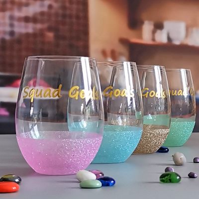 LFGB 450ml Wine Glass , Crystal Wine Glass For Anuversery Party