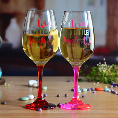 340ml Crystal Wine Glass With Funny Fonts Decal Decoration