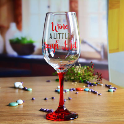 340ml Crystal Wine Glass With Funny Fonts Decal Decoration