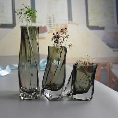 3 Size Warped Grey Color Tall Centerpiece Vases