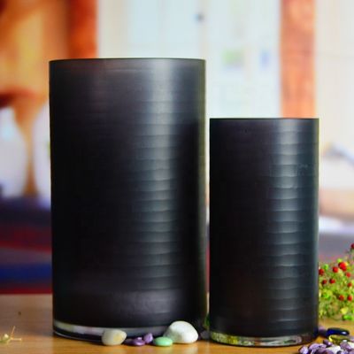 Hand Engraved Cylinder Decorative Glass Vase ,  Cylinder Vase Centerpieces With Pattern