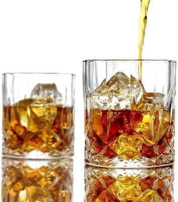 Old Fashioned Lead Free Embossed 10 Oz Whiskey Glasses , Whiskey Tasting Glasses