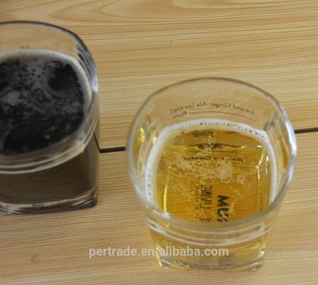 Set Of Four Square 240ml Fancy Whiskey Glass With Decal