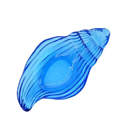 Ocean Series Sea Shell Blue Glass Charger Plate For Dessert