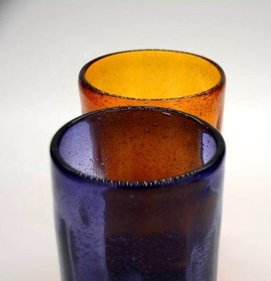 Round Thicker Wall Mexican Bubble Crystal Cocktail Glasses