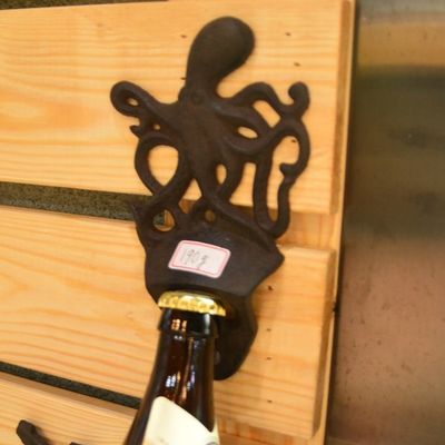 Rustic Wall Mounted Octopus Antique Cast Iron Bottle Opener
