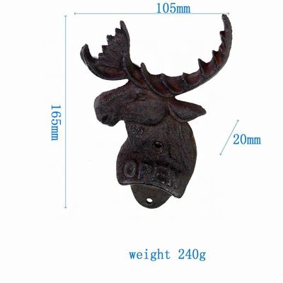 Home Decor Deer Head Brown Rust Cast Iron Bottle Opener