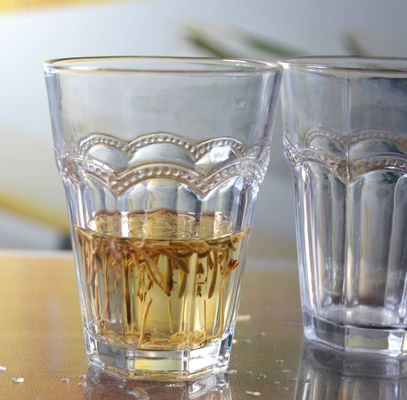 Stemless Embossed Multiple Tangent 10 Oz Glass Tumbler