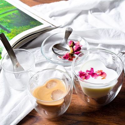 Creative Lover Heart Shape Borosilicate Transparent Tea Cups