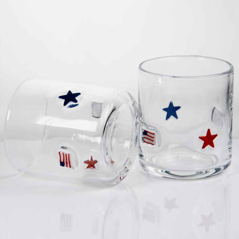 qualità Bicchiere da Whiskey Soffiato a Mano con Design Patriottico e Capacità di 400ml - Tumbler Trasparente per Whiskey e Cocktail fabbrica