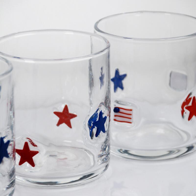 qualità Icona di vetro soffiato a mano dal design patriottico con capacità di 400 ml - Bicchiere trasparente per whisky e cocktail fabbrica