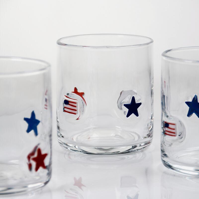 qualità Bicchiere da Whiskey Soffiato a Mano con Design Patriottico e Capacità di 400ml - Tumbler Trasparente per Whiskey e Cocktail fabbrica