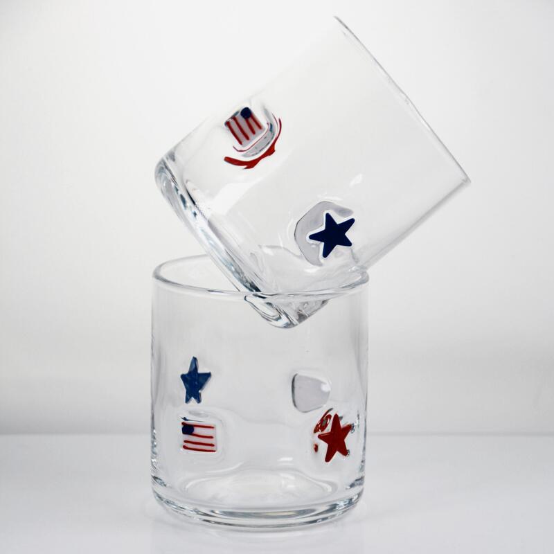 qualità Bicchiere da Whiskey Soffiato a Mano con Design Patriottico e Capacità di 400ml - Tumbler Trasparente per Whiskey e Cocktail fabbrica