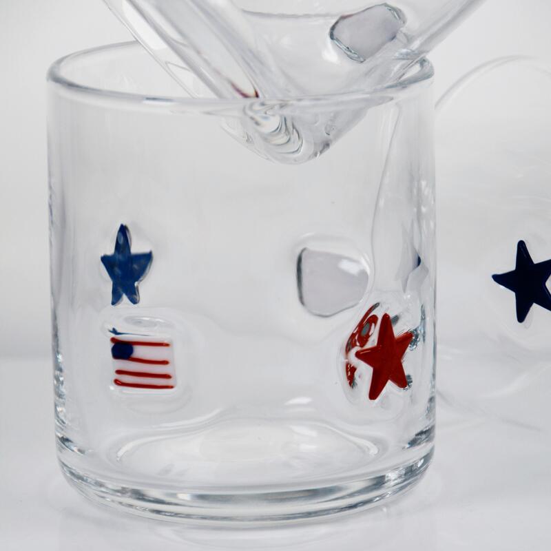 qualità Bicchiere da Whiskey Soffiato a Mano con Design Patriottico e Capacità di 400ml - Tumbler Trasparente per Whiskey e Cocktail fabbrica