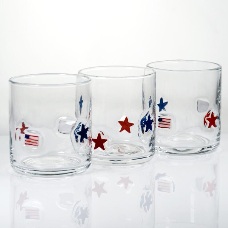 qualità Bicchiere da Whiskey Soffiato a Mano con Design Patriottico e Capacità di 400ml - Tumbler Trasparente per Whiskey e Cocktail fabbrica