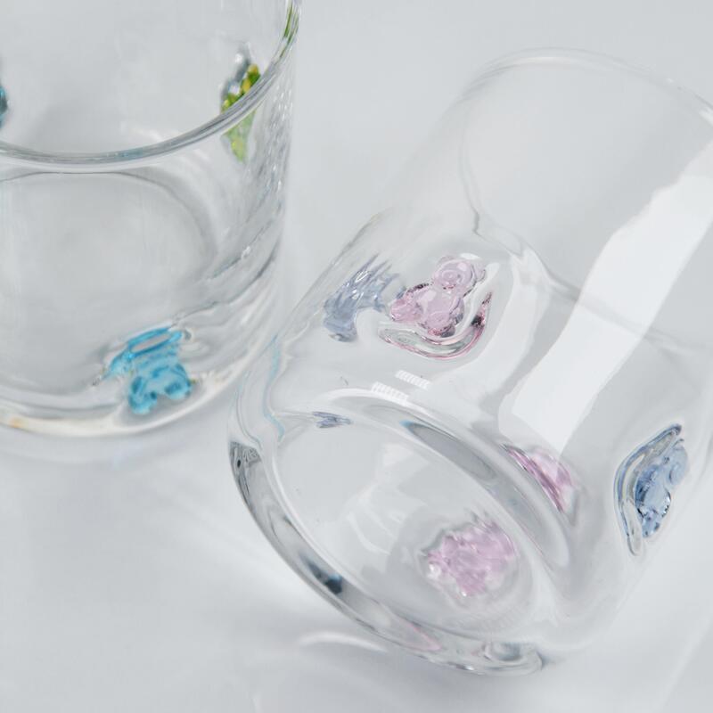 qualità Bicchiere in vetro a forma di orsetto gommoso soffiato a mano, bicchiere trasparente da 400 ml con simpatico orsetto colorato, divertente bicchiere da whisky e succo per bambini e adulti, simpatico regalo da bar fabbrica