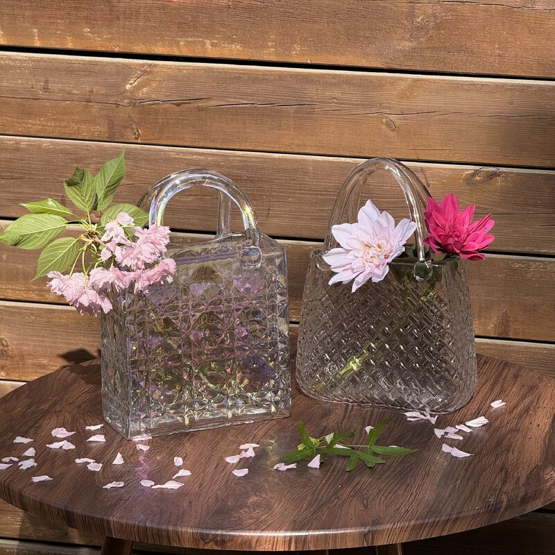 qualità Vaso di borsa in vetro a modello di diamante soffiato a mano - Piatto centrale decorativo versatile per la casa e la decorazione del matrimonio fabbrica