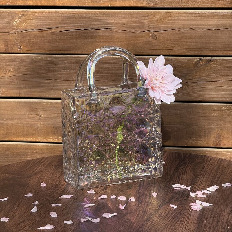 qualità Vaso di borsa in vetro a modello di diamante soffiato a mano - Piatto centrale decorativo versatile per la casa e la decorazione del matrimonio fabbrica