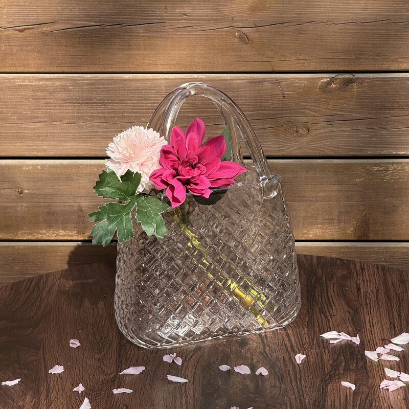qualità Vaso di borsa in vetro a modello di diamante soffiato a mano - Piatto centrale decorativo versatile per la casa e la decorazione del matrimonio fabbrica
