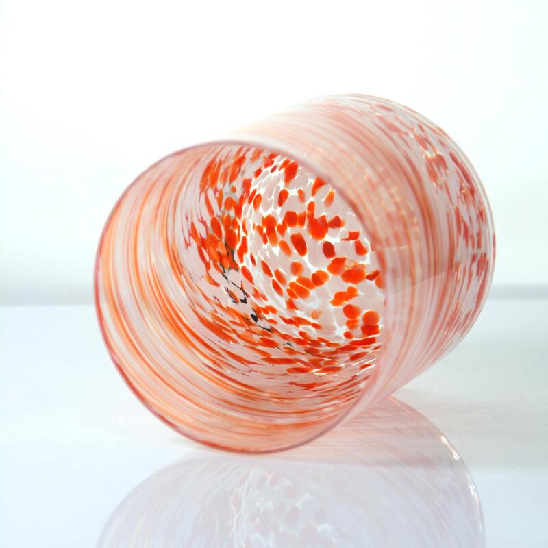 qualità Hand-blown Orange Swirl Confetti Glass Cup - Artisan Crafted Drinking Glass for Whiskey and Cocktails fabbrica