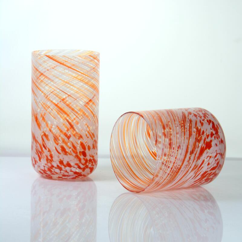 qualità Hand-blown Orange Swirl Confetti Glass Cup - Artisan Crafted Drinking Glass for Whiskey and Cocktails fabbrica