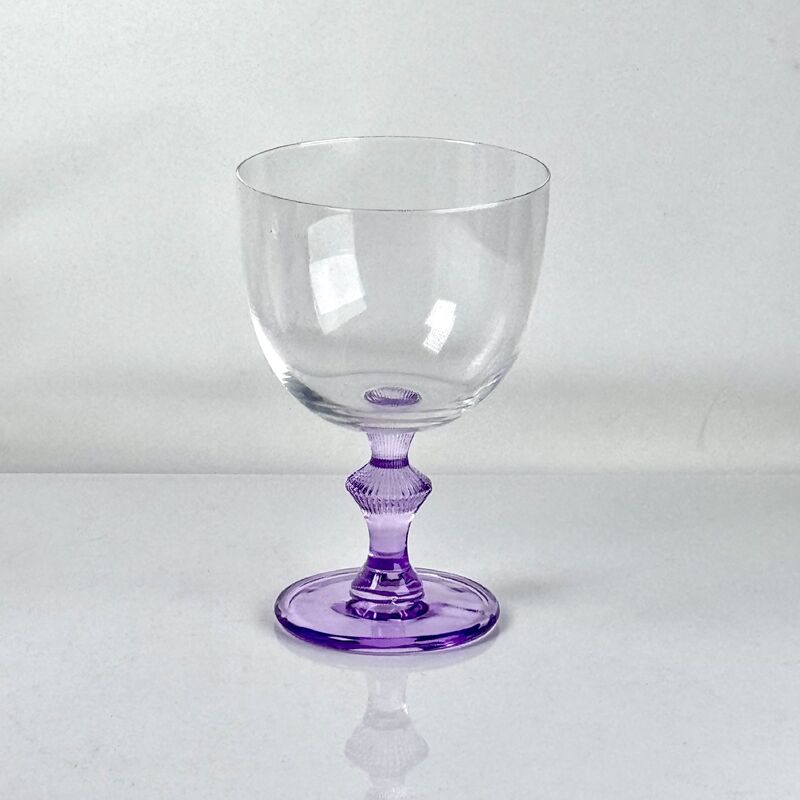 qualità 4‑Pack Vintage Purple Stem Wine Glasses, Assorted Shapes Clear Cup with Decorative Purple Stem, Handblown Glass Goblets for Wedding Party Home Tabletop Decoration fabbrica