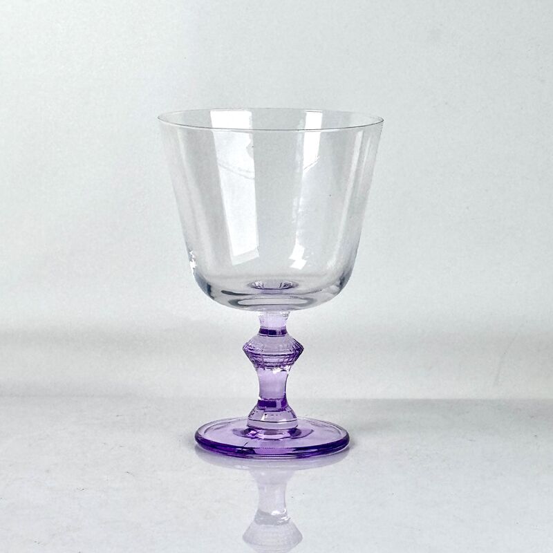 qualità 4‑Pack Vintage Purple Stem Wine Glasses, Assorted Shapes Clear Cup with Decorative Purple Stem, Handblown Glass Goblets for Wedding Party Home Tabletop Decoration fabbrica