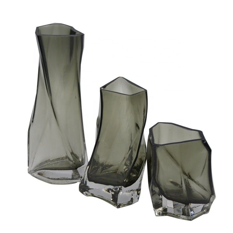 3 Size Warped Grey Color Tall Centerpiece Vases