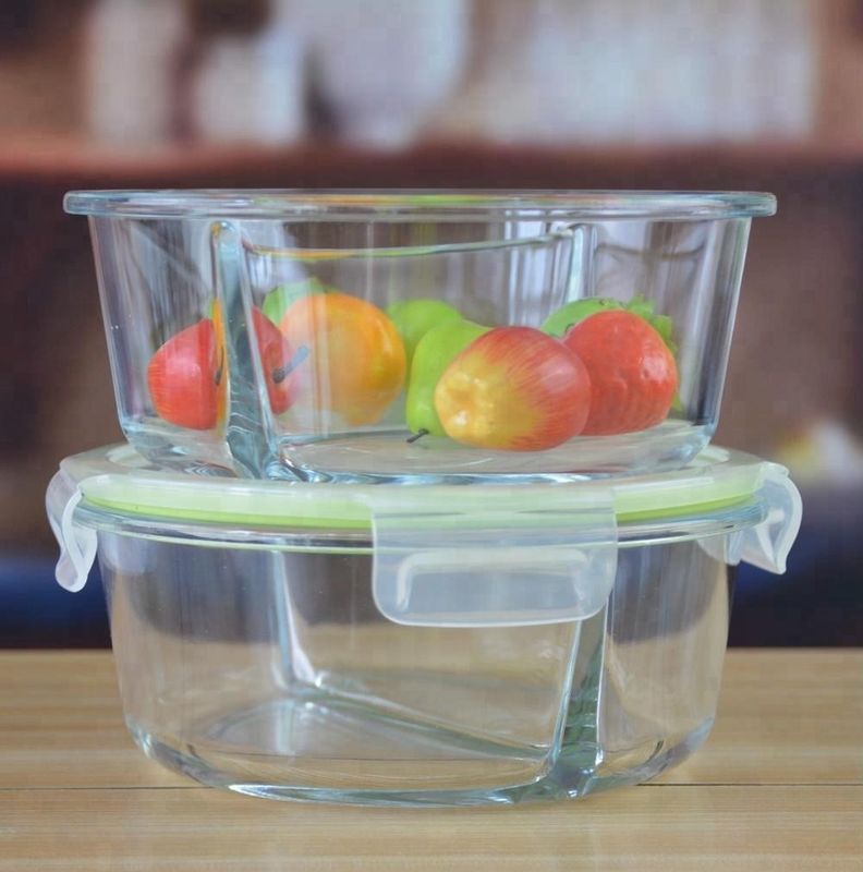 Two Pots Borosilicate Clear Glass Storage Jars , Glass Bowls With Lids