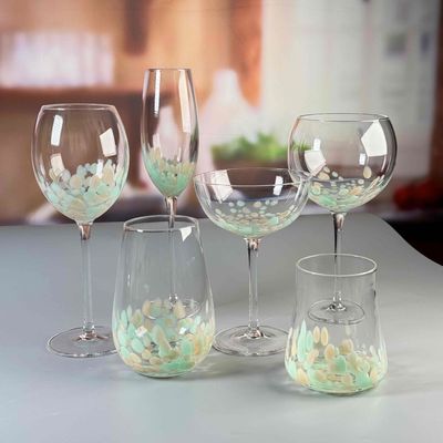 qualità Brown Customized Hand Blown Half Confetti Lead Free Crystal Wine Glass Goblet Set Elegante Scelta Duratura Per Servizio Bevande fabbrica