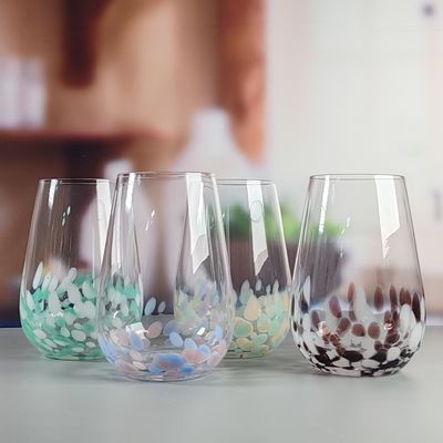 qualità Brown Customized Hand Blown Half Confetti Lead Free Crystal Wine Glass Goblet Set Elegante Scelta Duratura Per Servizio Bevande fabbrica