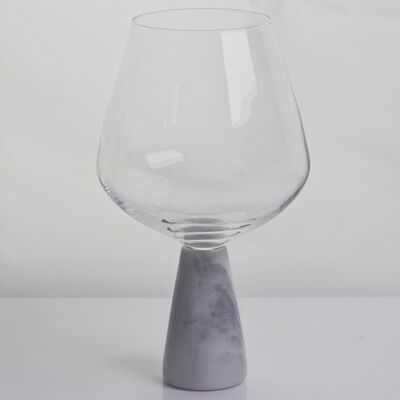 qualità Bicchiere di vino a cristallo soffiato a mano con base moderna in marmo grigio Ultra Clear Bowl Perfetta per feste e ogni giorno fabbrica