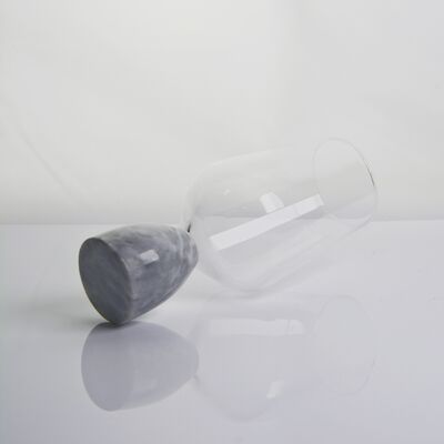 qualità Bicchiere di vino a cristallo soffiato a mano con base moderna in marmo grigio Ultra Clear Bowl Perfetta per feste e ogni giorno fabbrica