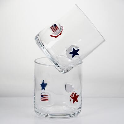 qualità Icona di vetro soffiato a mano dal design patriottico con capacità di 400 ml - Bicchiere trasparente per whisky e cocktail fabbrica