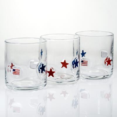qualità Bicchiere da Whiskey Soffiato a Mano con Design Patriottico e Capacità di 400ml - Tumbler Trasparente per Whiskey e Cocktail fabbrica
