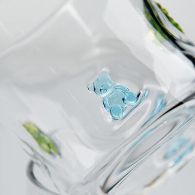 qualità Bicchiere in vetro a forma di orsetto gommoso soffiato a mano, bicchiere trasparente da 400 ml con simpatico orsetto colorato, divertente bicchiere da whisky e succo per bambini e adulti, simpatico regalo da bar fabbrica