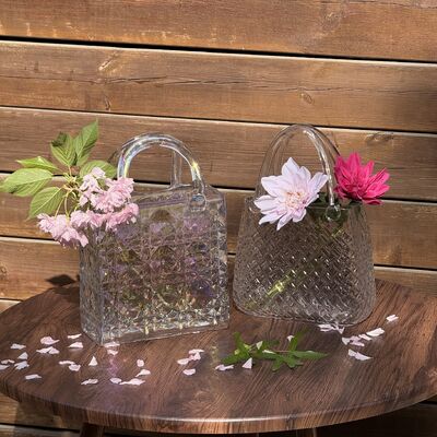 qualità Vaso di borsa in vetro a modello di diamante soffiato a mano - Piatto centrale decorativo versatile per la casa e la decorazione del matrimonio fabbrica