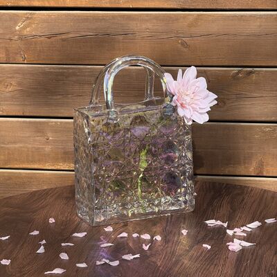 qualità Vaso di borsa in vetro a modello di diamante soffiato a mano - Piatto centrale decorativo versatile per la casa e la decorazione del matrimonio fabbrica