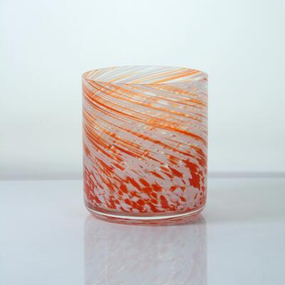 qualità Hand-blown Orange Swirl Confetti Glass Cup - Artisan Crafted Drinking Glass for Whiskey and Cocktails fabbrica