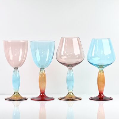 Qualità Hand-Blown Gradient Color Borosilicate Wine Glasses, Multi-Color Artistic Stem Goblets for Wine, Cocktail, Home Bar & Party Decor fabbrica
