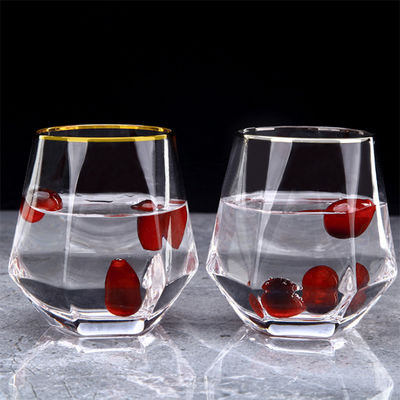 qualità Diamant Geometric Gold Rim Crystal Glass Tumblers, Coppa da Bere in Vetro fabbrica