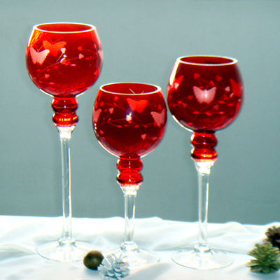 qualità Candelabri a forma di tulipano a fusto lungo con disegno inciso fabbrica