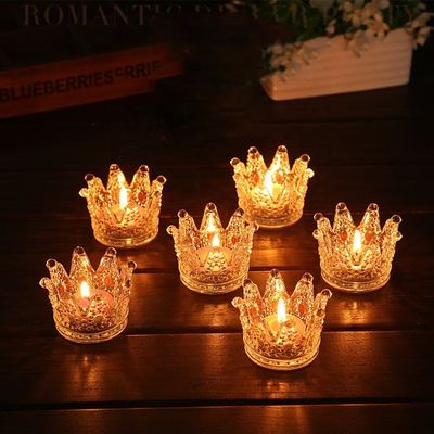 qualità Luce romantica Mini Votive Candle Holders, supporti del tè della corona di candela di vetro del cilindro per il partito fabbrica