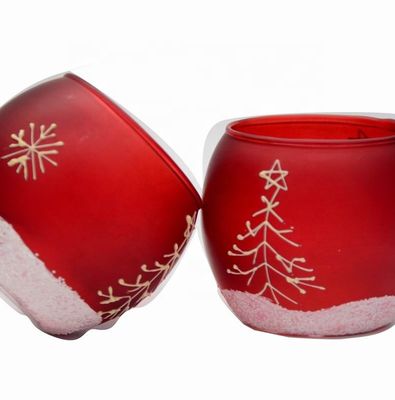 qualità Portacandele a cilindro di vetro a fiocco di neve di Natale dipinte a mano fabbrica