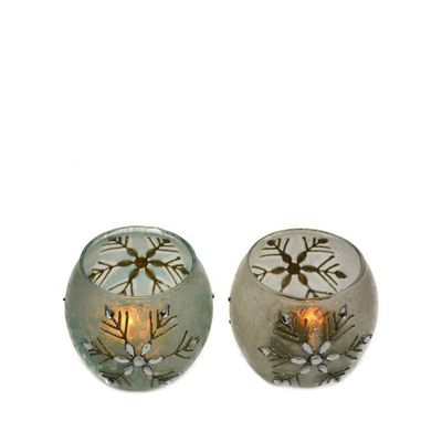 qualità Portacandele a cilindro di vetro a fiocco di neve di Natale dipinte a mano fabbrica