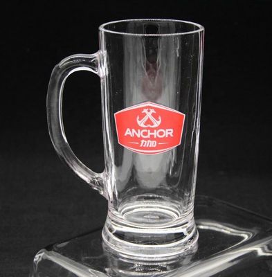 qualità Promozione Branded 21 Oz Birra Glass Stein Con Decal Colorato fabbrica