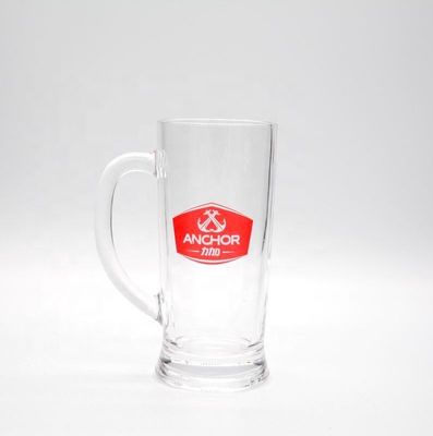 qualità Promozione Branded 21 Oz Birra Glass Stein Con Decal Colorato fabbrica