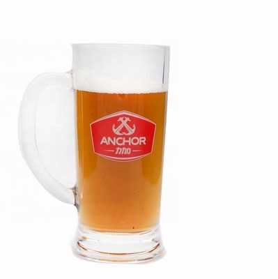 qualità Promozione Branded 21 Oz Birra Glass Stein Con Decal Colorato fabbrica