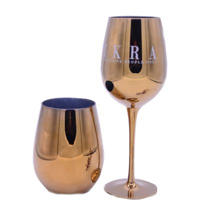 qualità Bicchiere di vino cristallino placcato in oro da 16 oz con logo deccale come regalo fabbrica